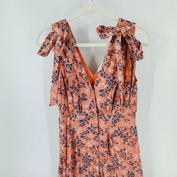 Cleobella Astrid Floral Print Dress Organic Cotton Tie Strap Maxi Boho Size S